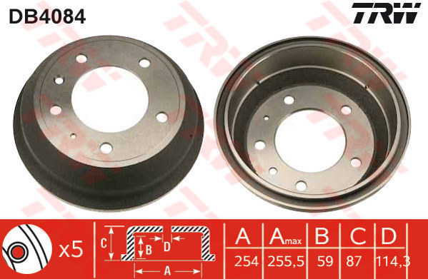 TRW DB4084 Fren Kampanasi Arka Aks Land Rover 110/127 Ldh -90 I Ldv -Defender Cabrio L316 -Defender Pick Up L316 -Defender Station Wagon L316 Santana Landrover 88/109 -