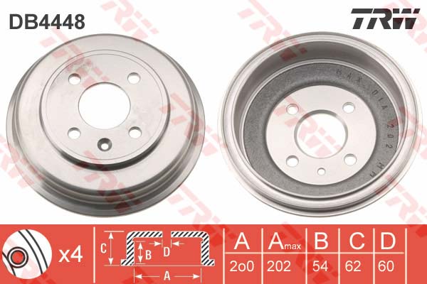 TRW DB4448 Fren Kampanasi Arka Aks Chevrolet Aveo Hatchback T300 -Aveo Saloon T300 -Cobalt -