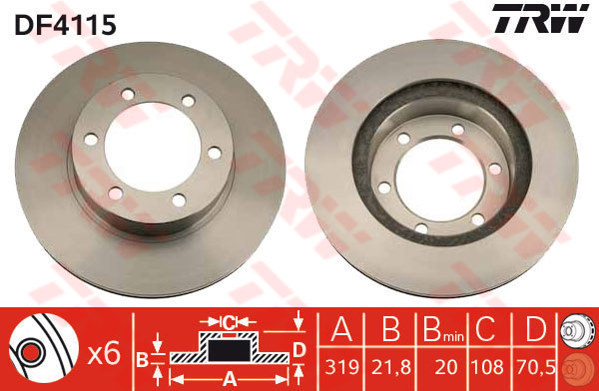 TRW DF4115 Fren Diski Ön Aks Toyota 4 Runner Ii N13 -4 Runner Iii N18 -Hilux Vii Pickup N1- N2- N3 -Land Cru Iser J7- Jl7 -Land Cruiser 90 J9 -Land Cruiser Hardtop J7 -