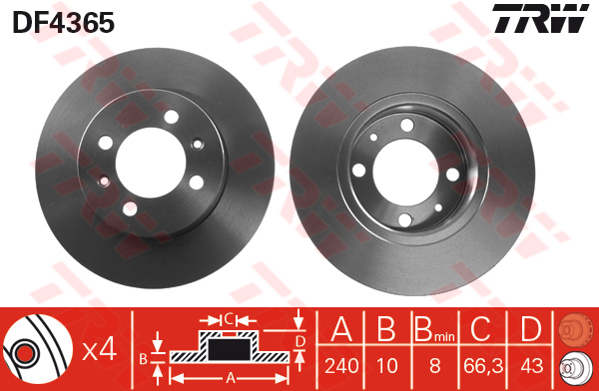 TRW DF4365 Fren Diski Arka Aks Mg Mg Tf-Mgf Rd -
