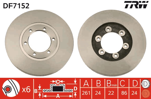 FRENDI 18146C Ön Fren Diski Hava Kanalli Kia K2500 2.5l D4bh Tci 03-> / K2700 2.7l J2 Kamyonet 98-> 261 Çap X 6 Bijon - Takım Disk Fiyatıdır