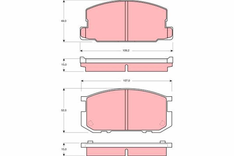 TRW GDB954 Disk Balata Ön Aks Daihatsu Charmant A Toyota Carina Ii Ta4- Ta6 -Celica Coupe A4 -Corolla Coupe Ae86 -Corolla Coupe E9 -Corona St -Corona Estate T14 -Corona Saloon T14- T15- T16 -Sprinter Ha