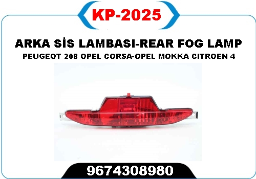 KAYA KP2025 Reflektor Arka Tampon Orta Opel Corsa F 19> Mokka 20> Peugeot P208 15> Citroen C4 20> Ds3 18>