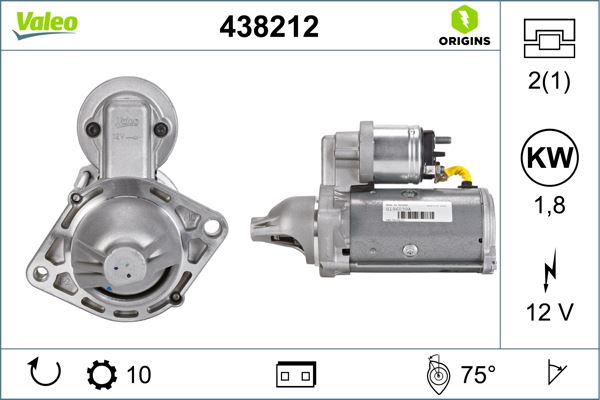 VALEO 438212 Mars Motoru 12v 10dis 1.8kw Opel Astra H-Combo C-Corsa C-D-Meriva A-Tigra-Agila 1.3 Cdti