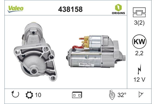 VALEO 438158 Marş Motoru Komple 12v 2.2kw Opel Movano A 00> Vivaro A 03> Renault Master Ii 01> Trafic 03> 2.2 D Ti-Dci 2.5 Cdti-Dci