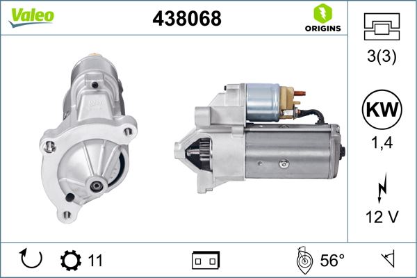 VALEO 438068 Marş Motoru 12v 11 Dis 1.4kw Jumper-Boxer-Ducato-Berlingo-C4-Xsara-Partner-P205-P206-P306-P307- P406-P407 1.9 D-2.0 Hdi