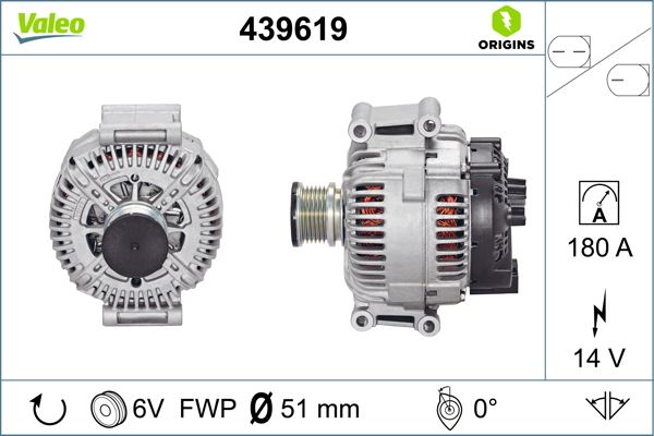 VALEO 439619 Alternator 14v 180a Mercedes W639 B906