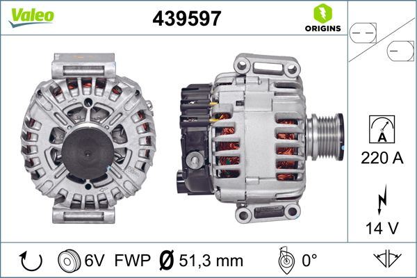 VALEO 439597 Alternator 14v 220a Mercedes Sprinter B906 06>09