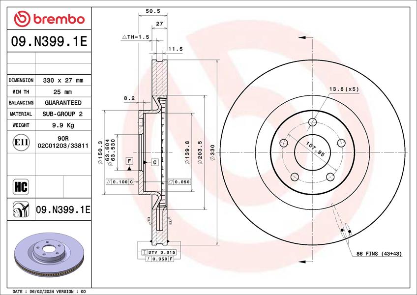 BREMBO KT08077 Kit Disc-Pad Ford Kuga Iii Dfk 07/19-> / Ford Focus Iv Hn 01/18-> / Ford Focus Iv Turnier Hp 0