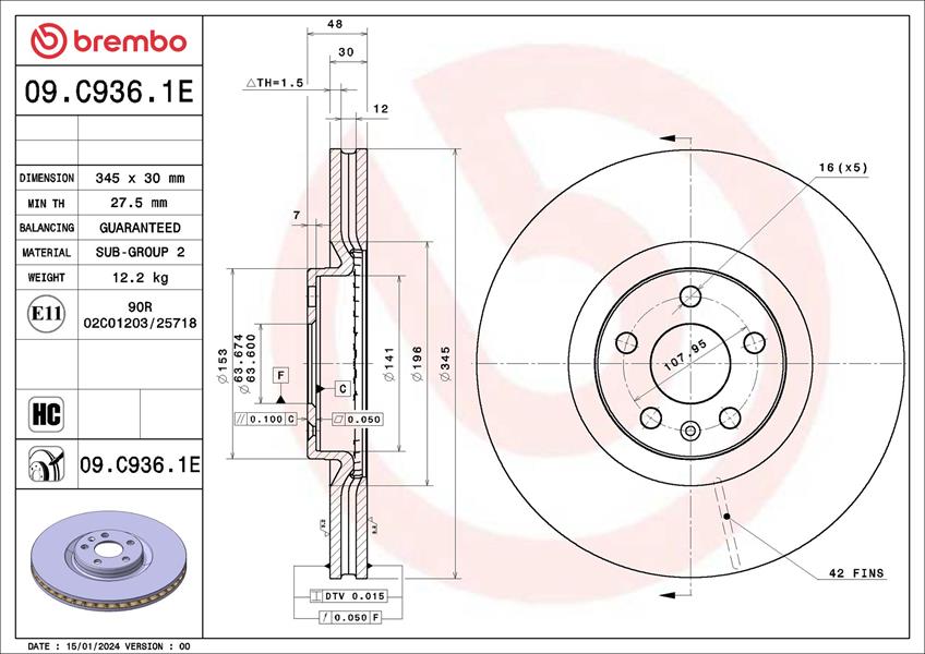 BREMBO KT08067 Kit Disc-Pad Volvo Asia C40 07/22-> / Volvo Asia S60 12/19-> / Volvo Asia S90 12/16-> / Volvo Asia X