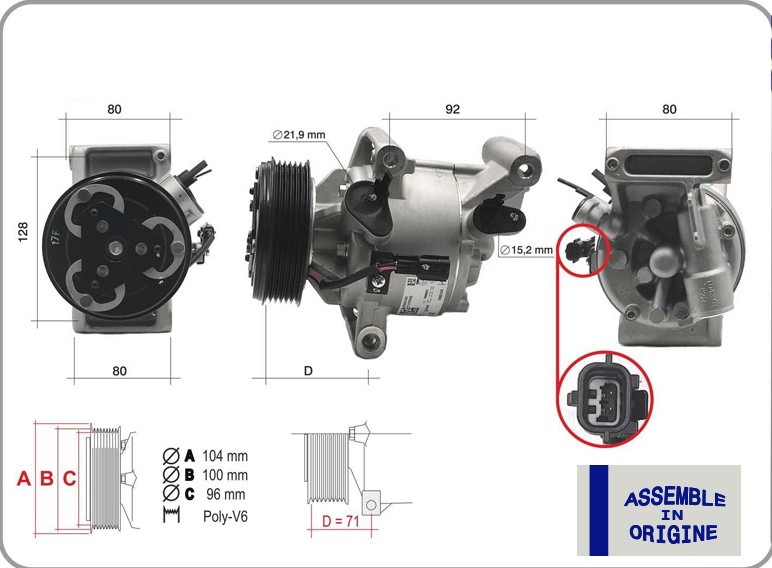 GUA 51326 Kompresör Dacia Duster Ii 18> Sandero Ii 17> Logan Ii Mcv 17> 1.5 Dci