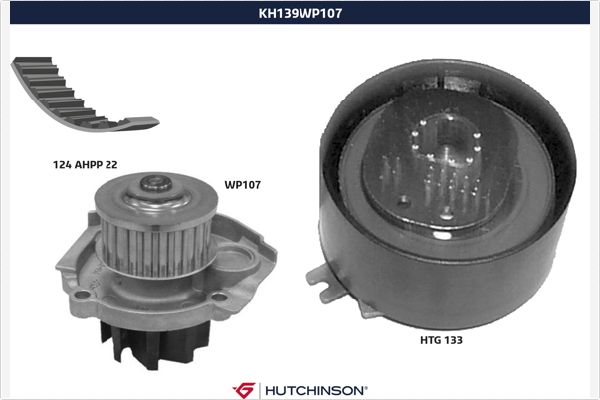 HUTCHINSON KH139WP107 Su Pompali Triger Seti Fiat 500 08> 500 L 12> 500x 14> Egea 16> Bravo Ii 07>14 Doblo 10>23 Palio 00> 12 Alfa Romeo Giulietta 11>18 Mito 09>18 Jeep Renegade 11>18 1.2 1.4 1.4t-Jet