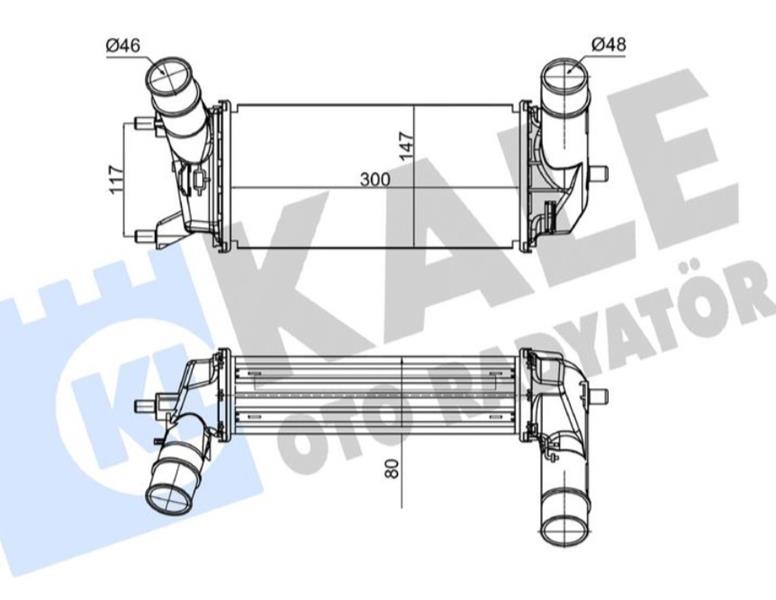 KALE 375955 Turbo Radyatörü Ford Fiesta-Ecosport 18> 1.0 Ecoboost Fiesta Vii 17 > 1.0 Ecoboost At Brazing 300x147x80