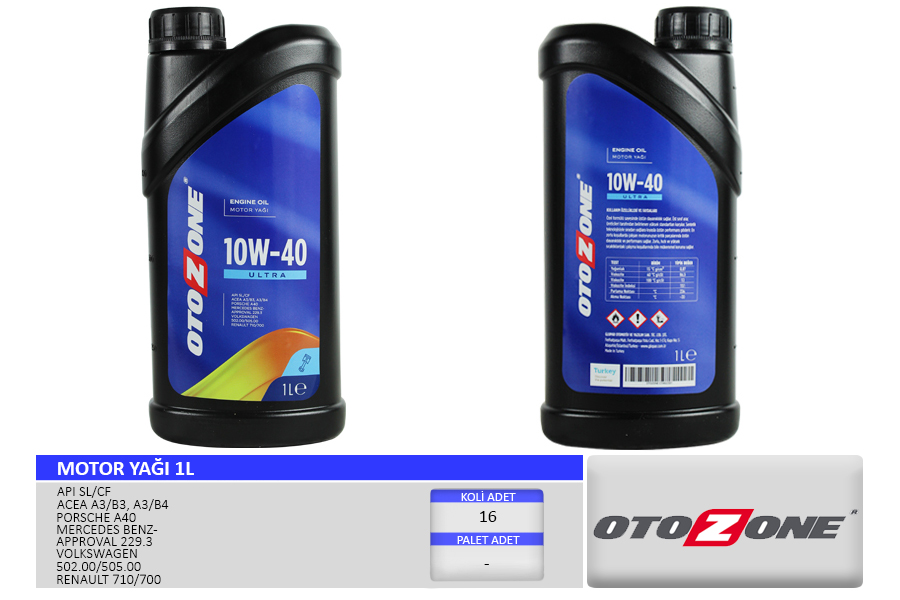 OTOZONE CYAG2301 Motor Yaği 10w40 1 Lt Ultra Yari Sentetik Api Sl/Cf