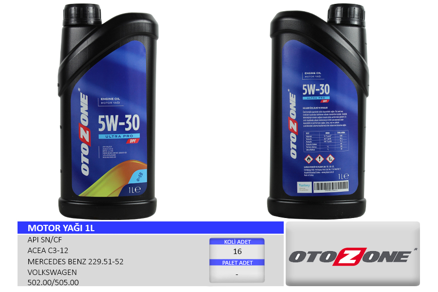 OTOZONE CYAG2131 Motor Yaği 5w30 1 Lt Ultra Pro Partiküllü-Dpf Tam Sentetik Api Sn/Cf