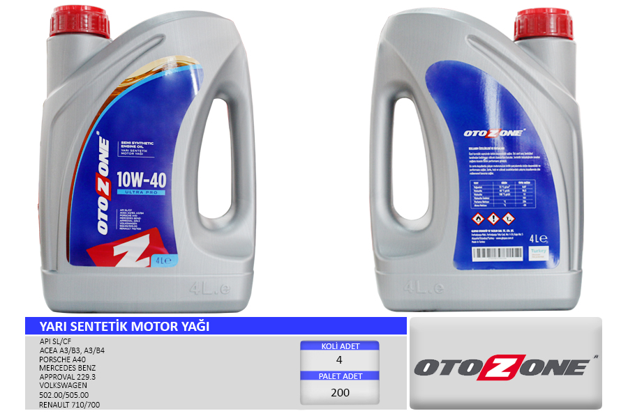OTOZONE CYAG2304 Motor Yaği 10w40 4 Lt Ultra Yari Sentetik Api Sl/Cf