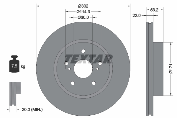TEXTAR 92180403 Fren Diski Ön Supra A7 24v