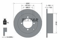 TEXTAR 92104000 Arka Fren Diski Dolu Tip Mitsubishi Lancer 1.6l 4g18 Cs3a 03-08 262 Çap X 4 Bijon - Adet Disk Fi Yatıdır