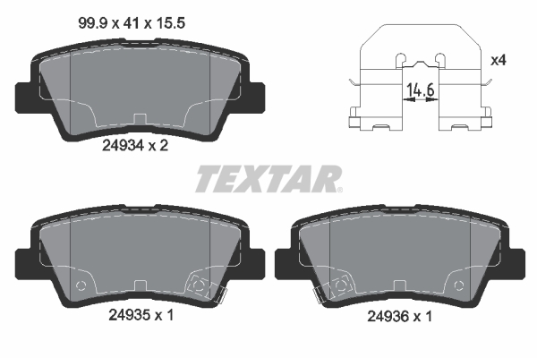 TEXTAR 2493401 Fren Balatasi Arka Accent