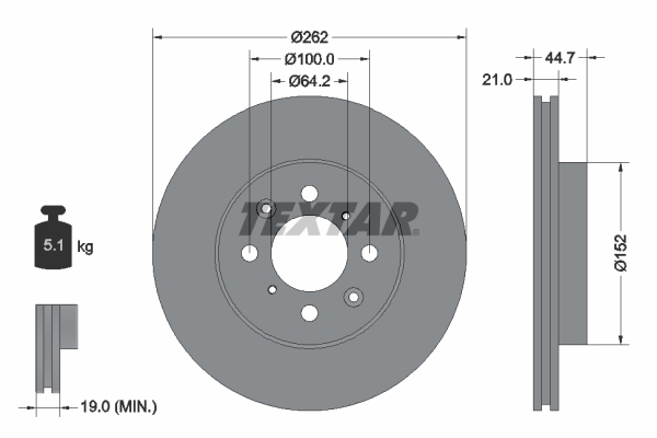 TEXTAR 92060903 Ön Fren Diski Hava Kanalli Honda Civic 1.4l 1.6l B16a2 D14a D16y4 Ma Mb Ej Ek El Kasa 96-00 / 1. 6l D16v1 D16w7 Vtec Vti Ep Es Eu Kasa 01-05 / City 1.4l L13z1 Gm1 Kasa 08-> / Jazz 1.4l L13z Ge