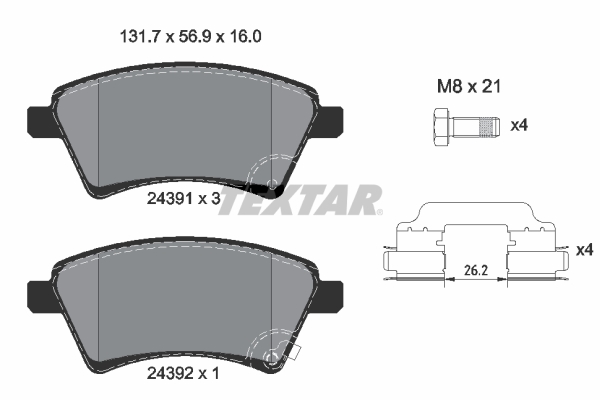 TEXTAR 2439101 Fren Balatasi Ön Sx4 Ey -Sedici