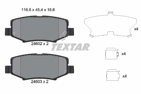 TEXTAR 2460201 Arka Balata Nitro 2.8 Crd 3.7 4.0 6.07 > Cherokee 2.4 3.6 3.8 2.8crdi 07 >11 >