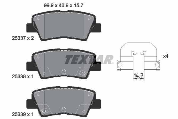 TX 2533703 Fren Balatasi Arka  Blue/I10/I40/Elantra/Ioniq/Tucson/Rio