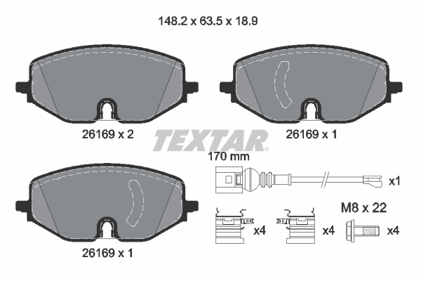 TEXTAR 2616901 Fren Balatasi On Leon Octavia Iv 2.0 Tdi 20> Caddy Golf Viii 1.5 Tsi 19>