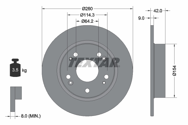 TRW-DF4837 Fren Diski Arka Duz (260-5)-(Honda  Civic 2007/2011  Hb-Sedan /Civic 2012/2013  Sedan   )