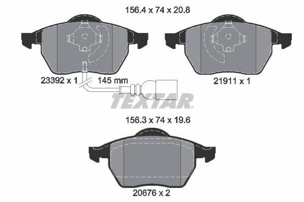 TEXTAR 2339201 Fren Balatasi Ön Golf4-Golf5-Jetta-Bora-Polo-A3-Leon