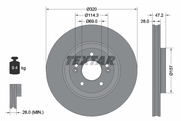 BRE-09.C245.11 Fren Diski On Havali Ic 320-5 Uv Coated Hyundai  Tucson 1.6 Gdi 15-20  I40 1.6 Gdi 11-19