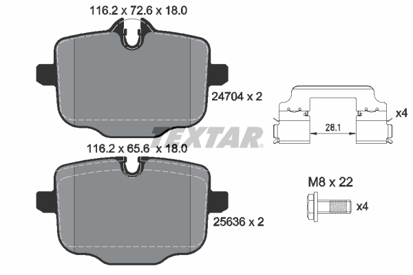 TEXTAR 2470401 Fren Balatasi Arka Bmw G30 G38 G32 G11 G12 G16 G01 G02 G05 G06 G07 I20