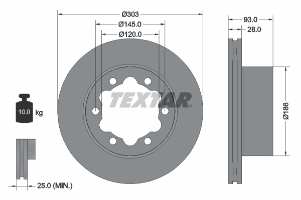 MGA-50451 Arka Fren Diski-303x28 6×130 (Vw Crafter 06-16  Mercedes Sprinter 06-16)