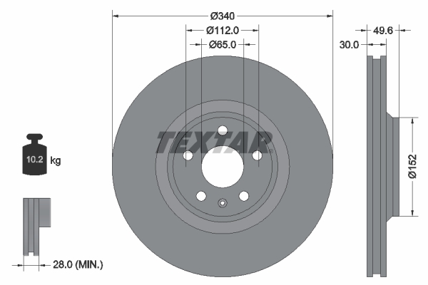 TEXTAR 92160505 Fren Diski Ön Audi Tt