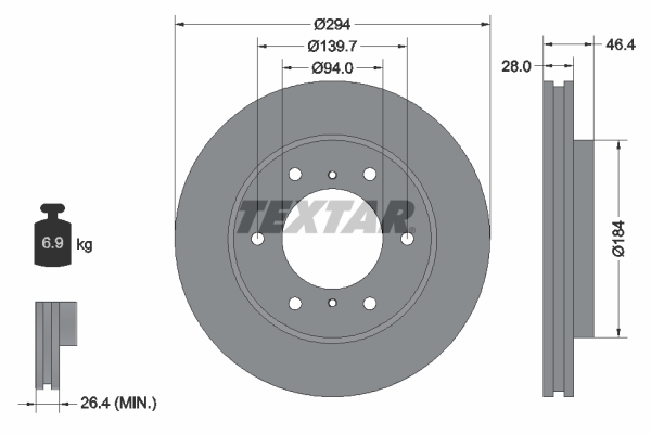 MGA-50286 Fren Diski On Havali  294-6  (Mitsubishi  L200 Cr 2.5 Did 06-// / L200 Su 2.4 Did 15-/// L200 2.2 Did 19/// Pajero 10/13  2.5 Did-3.