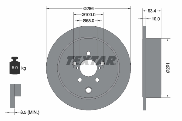 TEXTAR 92200000 Fren Diski Arka Forester