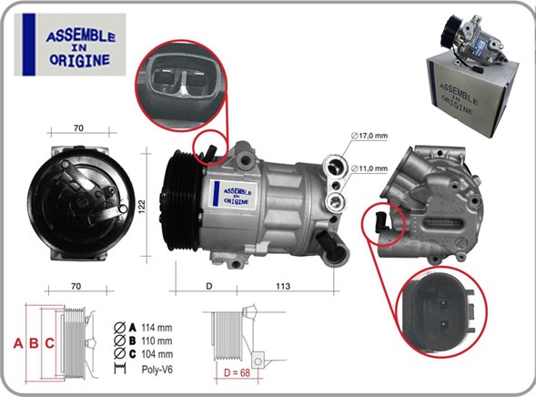 GUA 41320 Klima Kompresörü Sifir Ürün Fiat 500x 334 1.3 D Multijet 334axh1a