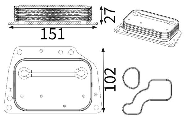 MAHLE CLC420000S Yağ Soğutucu Fiat Egea 16> 500l 12> Doblo 15> Fiorino 16> Alfa Romeo Mito 09>18 1.3d Mtj Euro 6