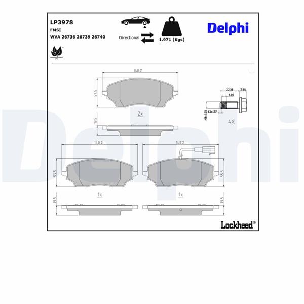 DELPHI LP3978 Arka Fren Balatasi Fiat Ducato 21> Psa Jumper-Boxer-Movano 21> 2.2d Mtj