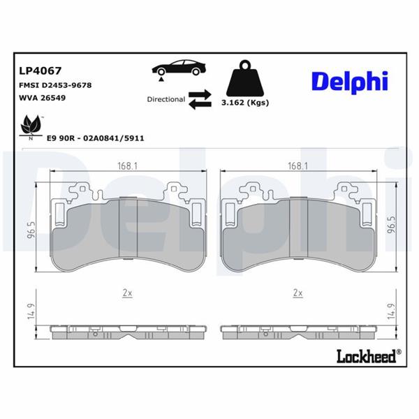 DELPHI LP4067 Fren Balatasi On Mercedes X294 V295 V297