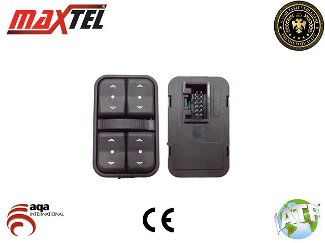 MAXTEL 18207567 Cam Kaldirma Anahtari Astra G Ön Sol 12 Pin Dörtlü Siyah Kasali