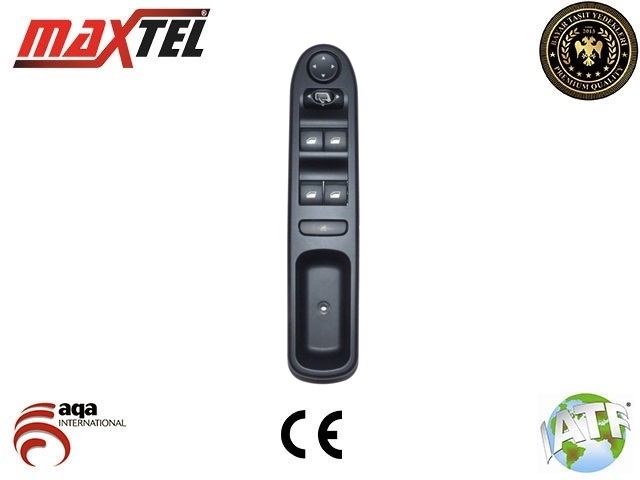 MAXTEL 18211016 Cam Açma Düğmesi Anahtari Sol Ön Peugeot P307 00-09 Dörtlü-Merkezi Kilit Düğmeli - Ayna Ayarli