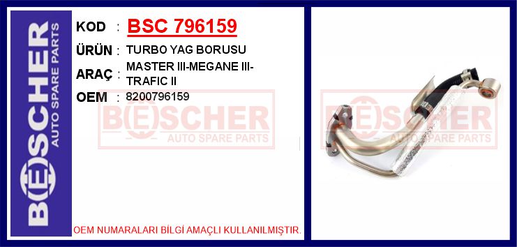 BSC 796159 Turbo Yag Borusu Master Iii-Megane Iii-Trafic Ii
