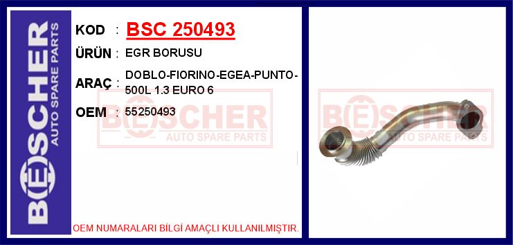 BSC 250493 Egr Borusu Doblo-Fiorino-Egea-Punto-500l 1.3 Euro 6