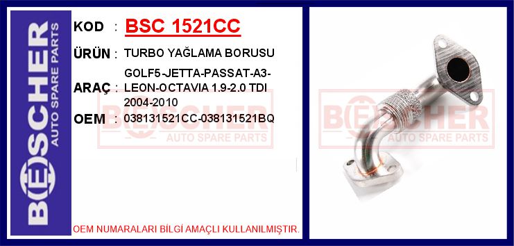BSC 1521CC Egr Borusu Golf5-Jetta-Passat-A3-Leon-Octavia 1.9-2.0 Tdi 2004-2010