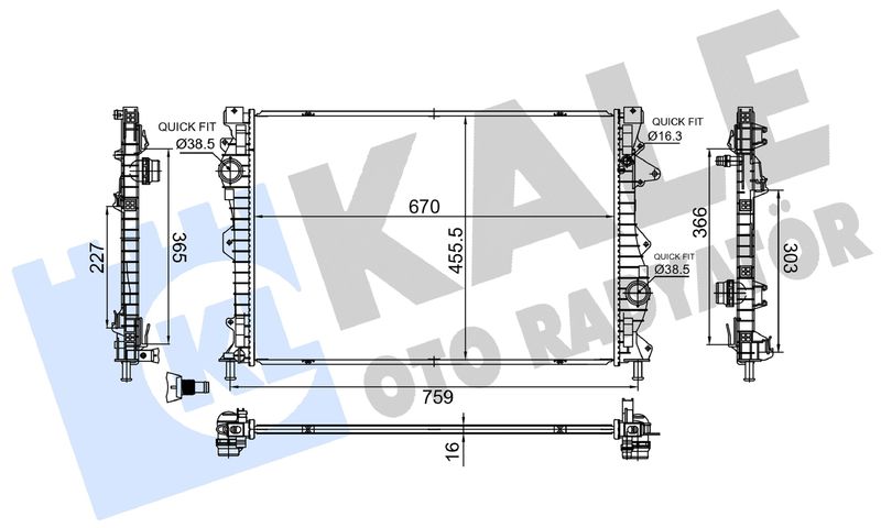 KALE 364330 Motor Su Radyatoru Land Rover Discovery L550 L462 Range Rover Evoque L538