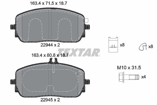 TEXTAR 2294401 Fren Balatasi On Mercedes W177 V177 W247 C118 X118 H247 X247 V167 Spor Tip