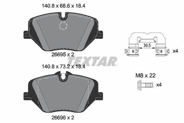 TEXTAR 2669501 Fren Balatasi On Bmw F70 F74 U06 U12 U11 U10 . Mini J05 F67 J01 U25 F65 F66