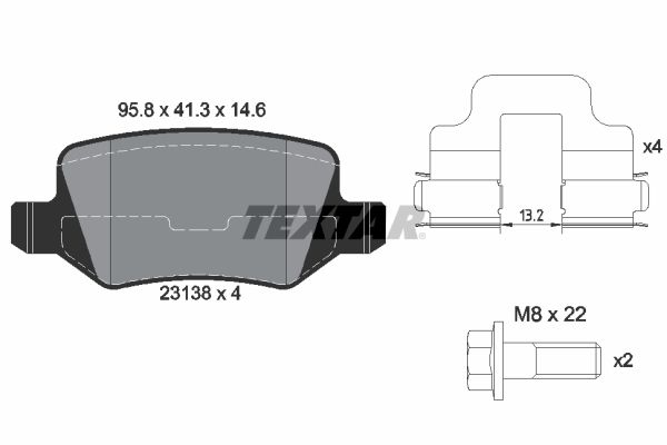 TEXTAR 2313803 Fren Balatasi Arka Mercedes W168 W169 W245 W414