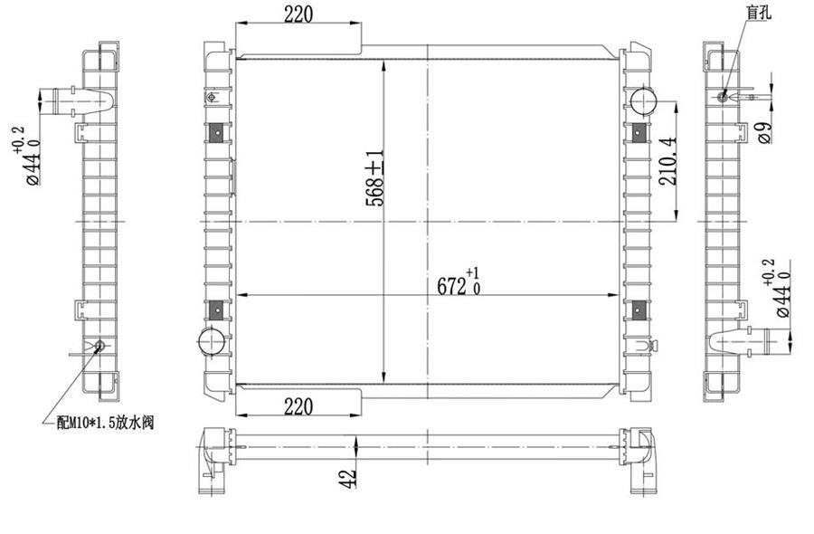 RADISEN RR 681033 Radyatör Euro Cargo 672x568x42 Brazed